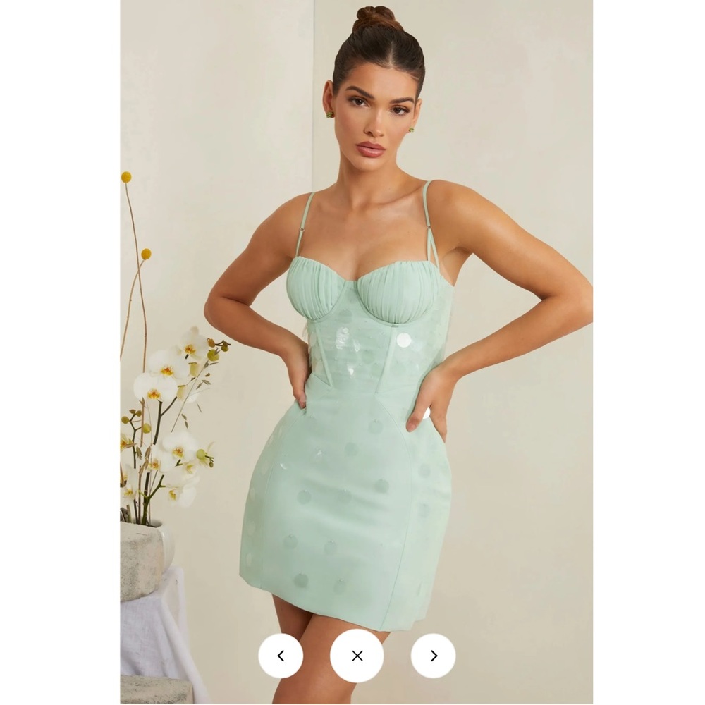 Embellished Corset Mini Dress In Sage